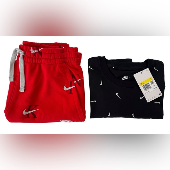 Nike Shorts Youth XL Mens XS-S Fleece Sweat Knit Nike Swoosh Logo Print Athletic - Picture 8 of 9